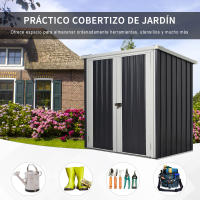 Outsunny Cobertizo de Jardín 1,26 m² 147x86x134 cm Caseta de Exterior de Acero Galvanizado con 2 Puertas para Almacenamiento de Herramientas Negro - details 4
