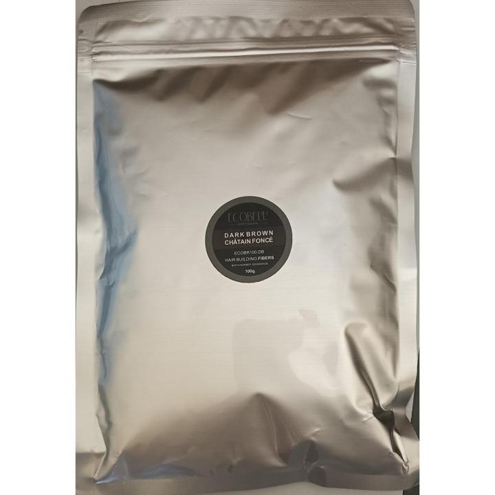 Ecobell Fibras Capilares Sobre Recarga 100gr - DARK BROWN - CASTAÑO OSCURO - Microfibras de queratina para disimular la calvicie - 99,6% de ingredientes naturales