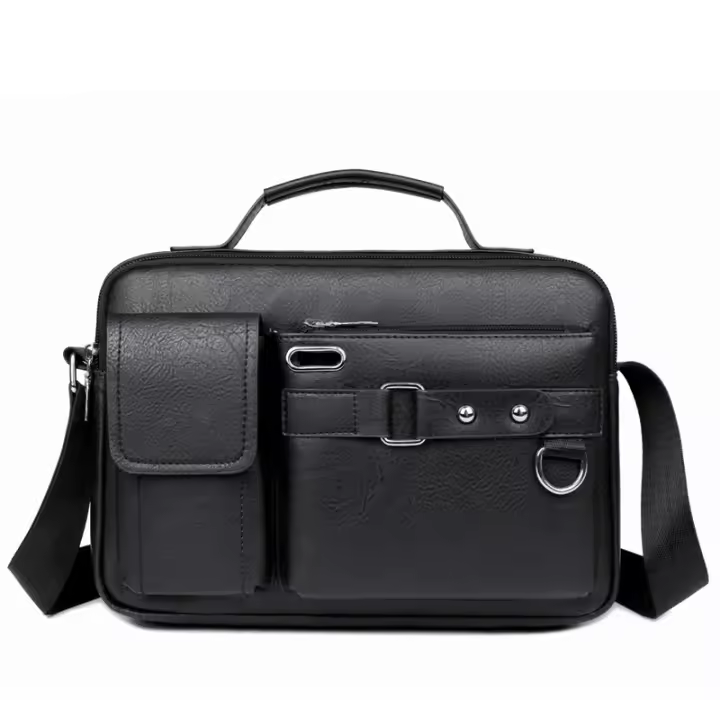 Bolso de hombre de piel sintética verde para reuniones de negocios - 1