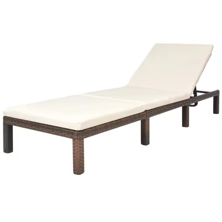 vidaXL Tumbona con cojín de ratán sintético Marrón, Negro, Sillas de Exterior Ideal para jardín, playa, piscina, terraza Tumbona Piscina Tumbonas Playa Tumbonas Jardín Exterior - 1
