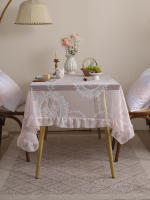 Mantel De Lienzo Rosa Vintage Con Espejo Y Encaje Para Sala De Estar Dormitorio Comedor Decoración De Fiesta Y Boda - details 2