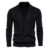 AIOPESON Cardigan De Algodón Argyle Para Hombre Estilo Casual Monosílabo De Color Sólido Moda De Invierno Chaqueta De Negocios Para Hombre - details 6