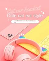 Auriculares De Juego Inalámbricos P47M Con Orejas De Gato Luminosas Y Micrófono Control LED Estéreo Para Teléfono Bluetooth Regalo - details 0