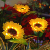 Lámpara De Jardín Solar Con 3 Cabezas Luz De Símbolo Solar Girasol Para Decoración De Noche Paisajística Y Navidad - details 6