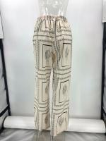 Conjunto De Camisas Y Pantalones Para Mujer Estilo Casual Con Cuello En V Manga Larga High Waist Wide Leg Pants Para Uso Doméstico Y Salida - details 8