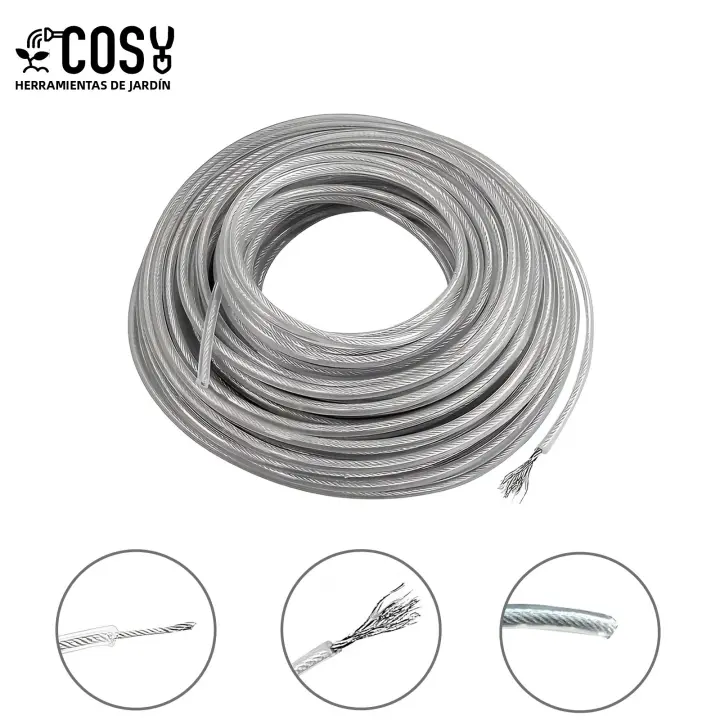 Línea De Cortacésped De Nylon 2.4mm/2.7mm/3mm/4mm 5m/10m/15m Para Maquinaria De Jardín Reemplazo De Cuerda De Acero - 1