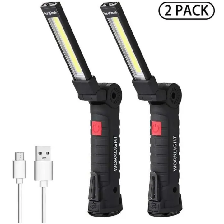 Luz DE TRABAJO Recargable Múltiple, Luz de Ignición LED, Indoor Plegable para Automóvil, Interior Magnética, 5 V, 1200 Ma, 14,5-4,8 Cm, Negro, 2 Piezas SSIT - 1