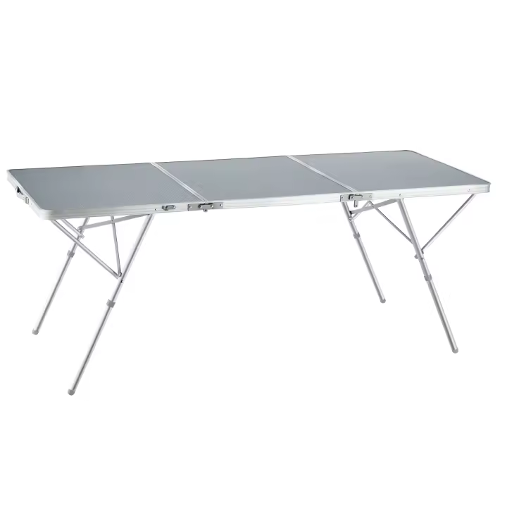 Tectake - Mesa plegable de aluminio Jumbo con asa de transporte 180 x 70 x 70 cm  Mesa de camping XXL plegable de aluminio resistente a la intemperie  Muy resistente de tableros MDF revestidos de melamina  Pies de plástico regulables en altura - 1