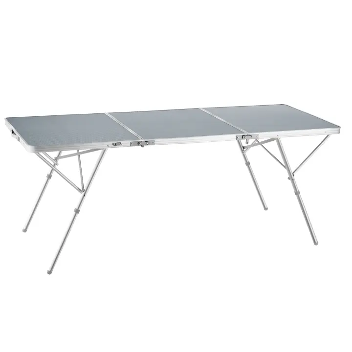 Tectake - Mesa plegable de aluminio Jumbo con asa de transporte 180 x 70 x 70 cm  Mesa de camping XXL plegable de aluminio resistente a la intemperie  Muy resistente de tableros MDF revestidos de melamina  Pies de plástico regulables en altura - 1