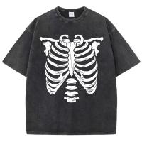 Camiseta De Algodón Suave Para Hombre Con Diseño De Patrón De Esqueleto Y Hueso Camiseta De Manga Corta Transpirable Y Original Para La Moda De Verano - details 6