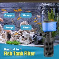 Para Pecera filtro, filtro interno Silencioso para Acuario, Agua Limpia, Bomba de Aire, CREA Ondas (4 W, 450 L/H, Negro) - details 0