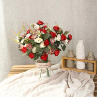 Rosa De Seda Artificial 1PC Para Arreglo Floral En Vaso Decoración De Navidad Boda Año Nuevo Scrapbooking Bouquet De Casa - details 5
