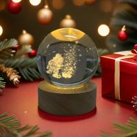 Lámpara De Mesa Para Niños 3D Cristal Bola Navidad Solar Santa Claus Luz Nocturna Creativa Decoración Del Hogar Regalo Original Para Dormitorio - details 4
