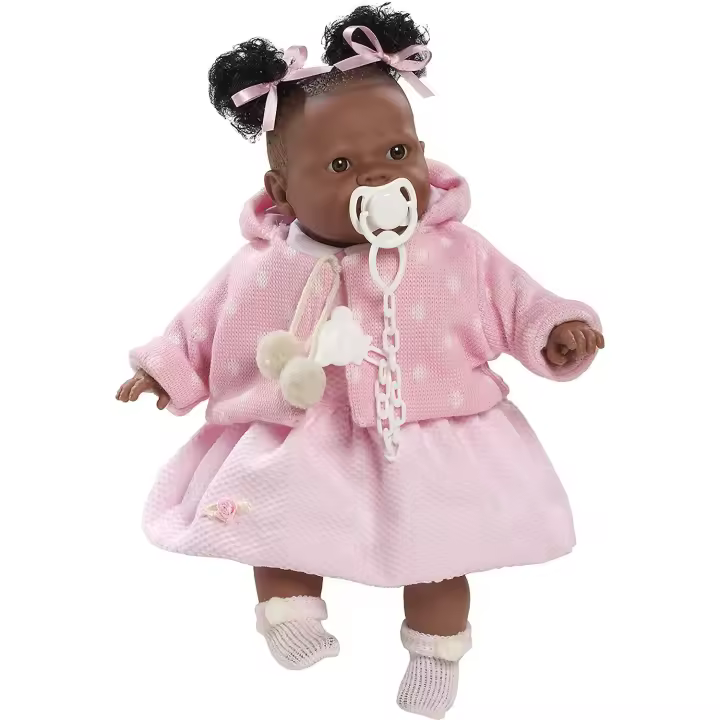 Berbesa, muñeca Alicia negrita llorona vestido rosa. Recién nacida, el regalo para niñas 4353R1, Muñecas para niñas muñecas juguetes para niñas muñecas recien nacidas muñecas recien nacidos - 1