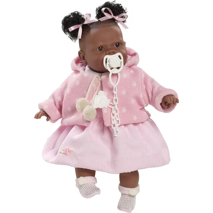 Berbesa, muñeca Alicia negrita llorona vestido rosa. Recién nacida, el regalo para niñas 4353R1, Muñecas para niñas muñecas juguetes para niñas muñecas recien nacidas muñecas recien nacidos - 1