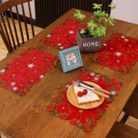 4PCS Telas De Mesa Navideñas Bordadas Y Impresas 28x43cm Para Fiestas Y Picnics Decoración De Mesa Pastoral Estilo Impermeable Poliéster/Celulosa - details 4