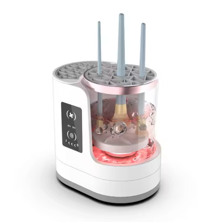 2025 with Secado rápido 30 Min - Máquina 3 en 1 Para Limpieza Ultrasónica, Desinfección UV y Cuido de Pinceles (Certificado CE, 5 Boquillas) - Ideal Hogar/Profesionales (Oro Rosa/Blanco) - 1