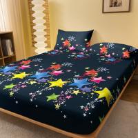 Sábana Matte Con Patrones Dispersos De Estrellas Coloridas Colcha De Cama Para Dormitorio Hecha De Poliéster 100% - details 1