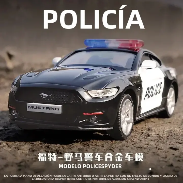 Ford Mustang Policial 1:36 Coche De Metal Alelojado a Escala Modelo De Juguete Para Coleccionistas Y Niños Regalo A195 - 1