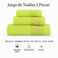 Juego de Toallas Baño Verde Manzana – 3 Piezas de Lujo | 100% Algodón Portugués | 500 g/m |Mercatienda.es - details 0