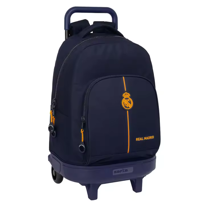 Mochila Grande con Ruedas Real Madrid 2ª EQUIPACIÓN 24/25 - Compacta, Versátil y Resistente - Ideal para Niños - Color Azul Marino - Licencia Oficial con Garantía SAFTA - 1