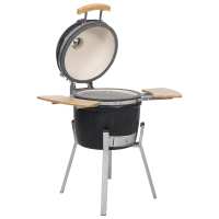 vidaXL Kamado Barbacoa de Carbón con Estantes Parrilla Quemador Cerámica 76 cm BBQ Color Negro,  Rojo, y mas - details 0