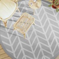 vidaXL Alfombra de exterior ARAKIL Ø200 cm PP en color Rosa/Marrón/Gris claro y blanco y más - details 2