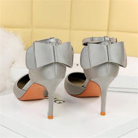 Sandalias Elegantes De Satén Para Mujer Verano Con Nudo De Mariposa Bajo Tacón 8cm 10cm Bota Larga De Boda Rojo Tinto Zapatos Bigtree - details 21