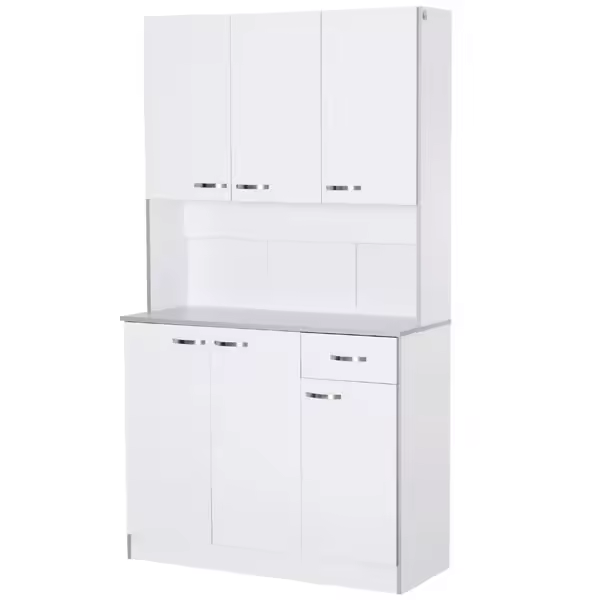 Armario de cocina Homcom 6 puertas+cajón blanco/gris 180x101x39 cm - 1