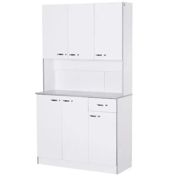 Armario de cocina Homcom 6 puertas+cajón blanco/gris 180x101x39 cm - 1