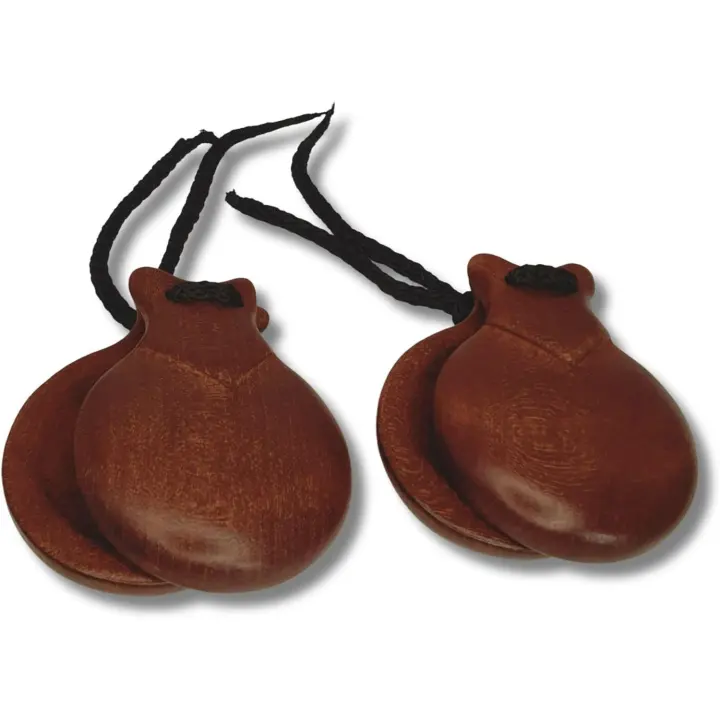 Castañuelas de Madera Castaño Rockstar Music Jale 105-5  , Caoba Pulida Instrumento Percusión Hecha en España para el Arte del Baile Flamenco - 1