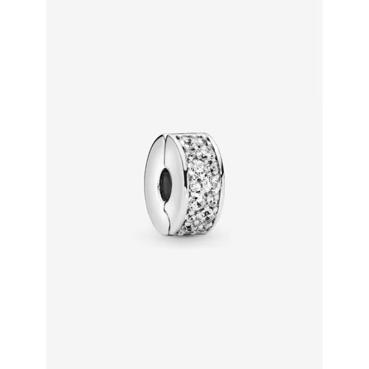 Pandora - Charm with clip de pavé transparente-Plata de Lei - 1