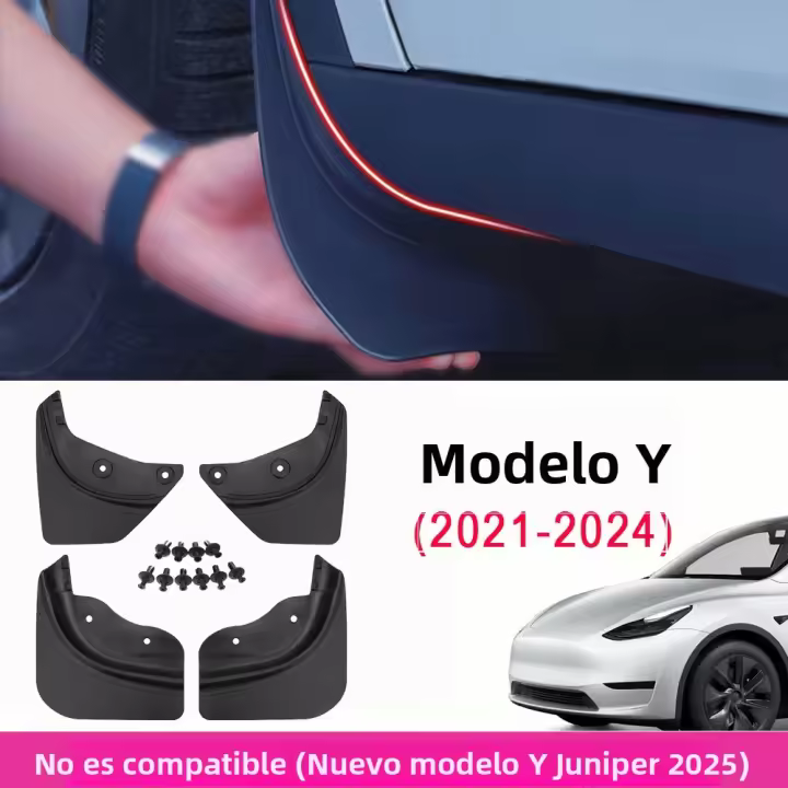 Protector De Barro Para Tesla Model 3 Y Juniper 2024 2025 Guardabarros Delanteros Y Traseros De TPE Nuevos Y Mejorados - 1
