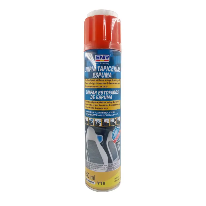 ENERFERO-Limpiador de Tapiceria,Espuma seca para limpiar asientos del coche, alfombrillas,Elimina manchas,grasas y malos olores,Incluye un cepillo,Limpieza Coche Interior 650 ml - 1
