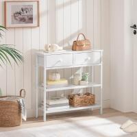 Entryway Table 75cm Long Industrial Style Sofa Table with Two Drawers Non-Textile Fabric Console with 3 Shelves Bedroom Foyer White - details 5