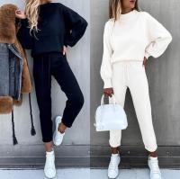 Conjunto De Dos Piezas Para Mujer De Otoño E Invierno Suéter De Cuello Alto Casual Color Sólido Pantalones Conjunto De Moda - details 0
