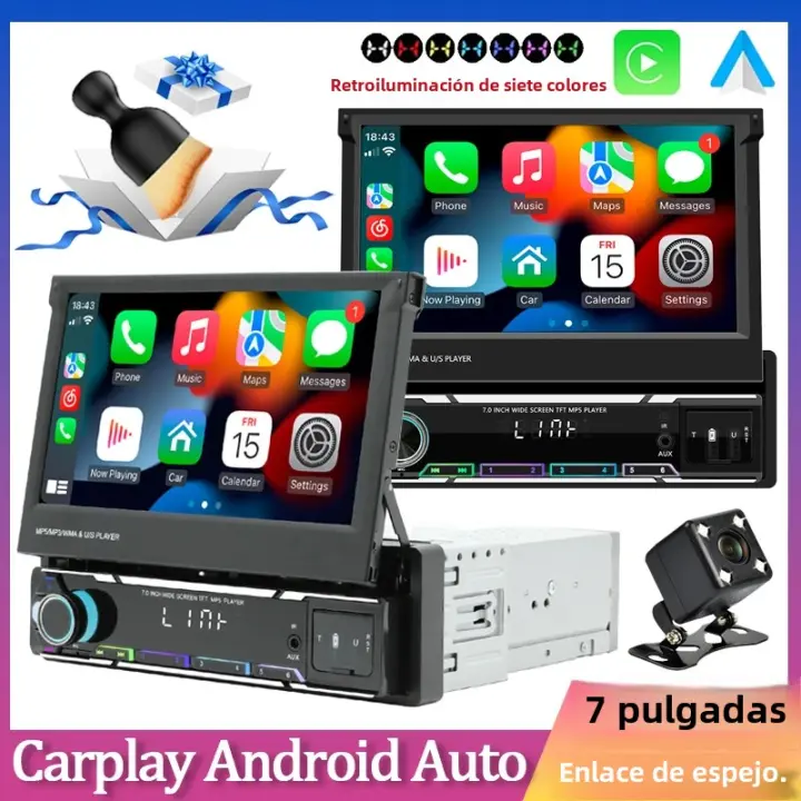 Reproductor Multimedia Para Coche 7 Pulgadas Retráctil Con Carplay Sin Cable Y Android Auto Navegación Inteligente Video Universal - 1