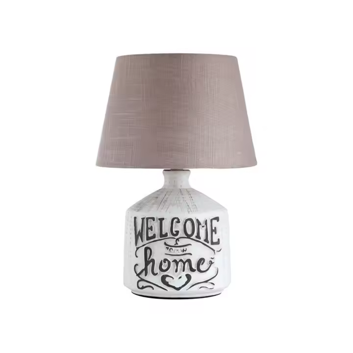 Lampara Mesa Ceramica Beige E14 Tela Estilo Vintage/ Romántico PETRA  RABALUX - 1