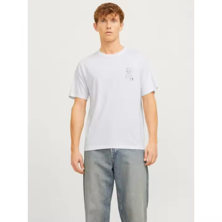 Jack&Jones - Camiseta para Hombre - Blanca - Manga Corta con Diseño de Calaveras - 1