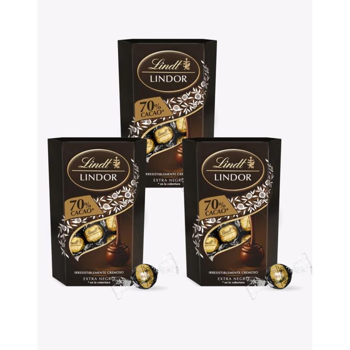 Lindt LINDOR Cornet 70% chocolate negro - Pack de 3