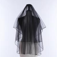 Vela De Boda Negra Con Peine Estilo Simple Velo De Novias De Alta Calidad Yarn Suave Para Mujer Vestido De Novia Lace Polyester - details 0