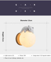 Lámpara De Pared Moderna Creativa Oso Dormido Luna Ambiente Nocturno Para Habitación De Niños Y Niñas Lámpara De Noche Incluida Fuente De Alimentación AC Material Resina Y Madera - details 10