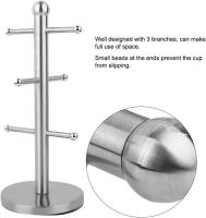 Portavacos de Maple inoxidable, Taza Independiente para encimera de árbol con 6 Ganchos de metal - details 3