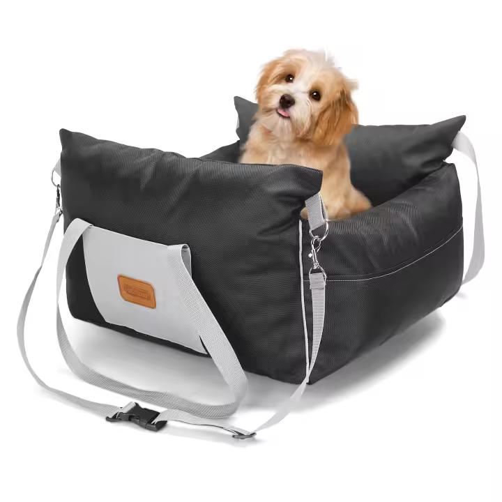 Nobleza - Asiento de Coche para Perros Pequeños, Asiento Elevador para Perros con Bolsillos de Almacenamiento y Cojín Reversible, Cama de Viaje para Mascotas de Hasta 11 kg, Negro, L58*W56*H33cm - 1