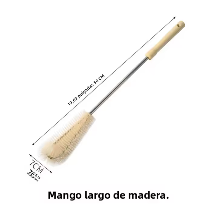 Cepillo De Botella Con Mango Largo Para Limpieza De Cocina Cepillo De Nylon Para Pequeños Espacios Herramientas De Limpieza De Cocina Con Mango De Madera - 1