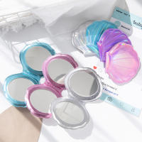 Espejo De Maquillaje Compacto De Tamaño Portátil Con Doble Cara Y Diseño De Caracol Láser Colorido Espejo Cosmético De Moda - details 0