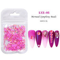300Pcs Rhinestones De Mermaid Uso En Uñas Colores Caramelo Tamaños Mixtos Cristal Redondo Translúcido Aurora Para Decoración DIY - details 12