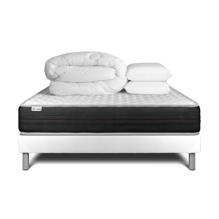 Pack cama completa - Colchón 180x200cm + Somier con láminas (en kit) + 2 almohadas + Edredón - Vitalmemo One