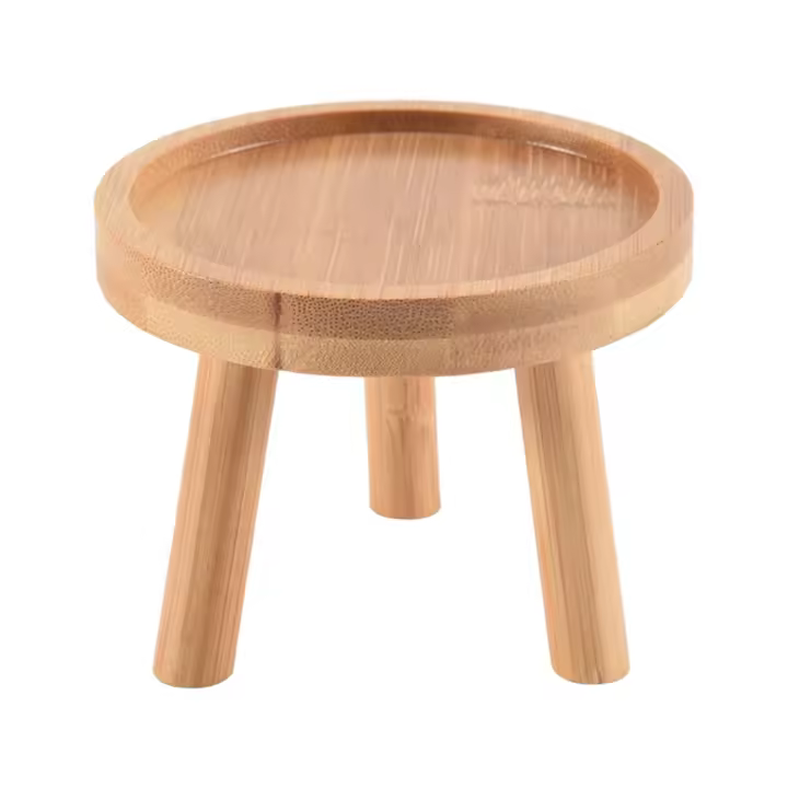 Wooden Plant Stand Flower Pot Base Holder Stool High Stool Balcony Succulent Round Flower Shelf for Indoor Outdoor - 1
