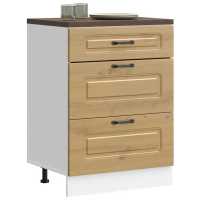 vidaXL Mueble bajo de cocina Kalmar madera de ingeniería en color Gris sonoma/Blanco/Roble Sonoma y más | almacenamiento funcional diseño moderno para baño dormitorio sala - details 4